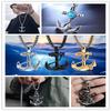 Wu's Pirate Titanium Steel Necklace Retro Halloween Skull Ghost Head Anchor with Turquoise