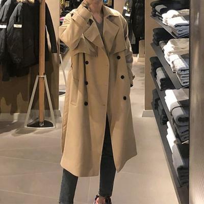 Men Windbreaker Coat Lapel Long Sleeve Double Breasted Adjustable Belt Trench