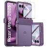 Motorola Razr 60 Ultra / Razr 70 Ultra Case Protective Cover with Hinge Protection and Tempered Glass-Purple