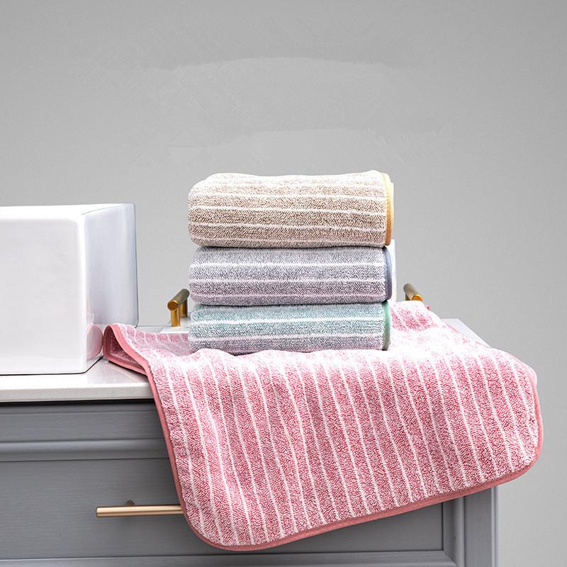 1Pc 34x75cm Coral Velvet Striped Thickened Soft Absorbent Home Bathroom Adult Hand Towel