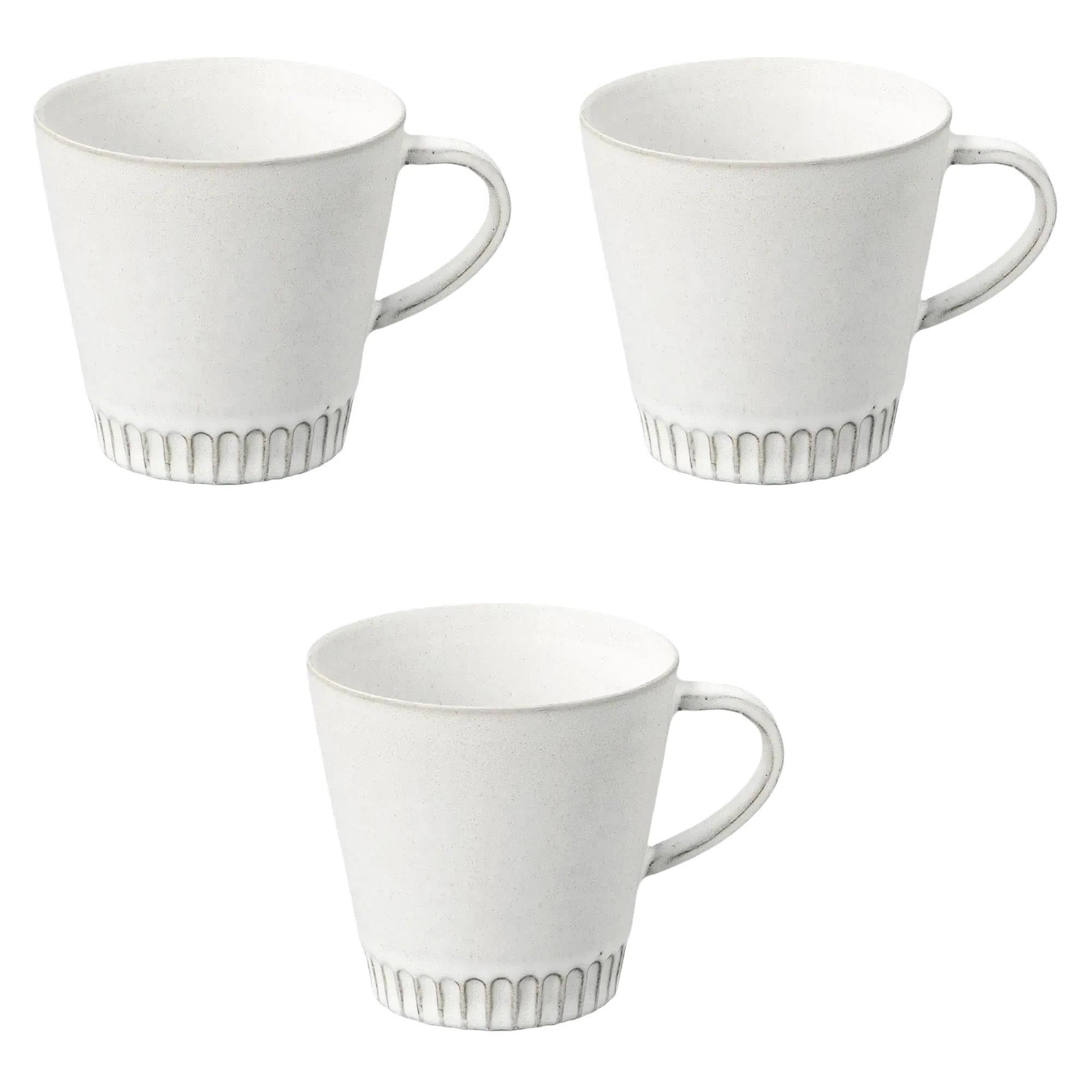 

Set of 3 KURO Earth Stripe Carving Mugs x cm Mugs by Setomonohonpo [9.8 9.3 (350cc)]