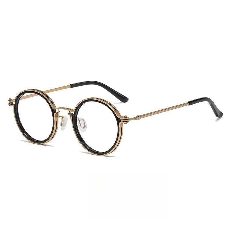 Round Optical Glasses Frame Men Anti Blue Light Clear Lens Eyeglasses Vintage Casual Metal Frame Myopia Spectacle Frame