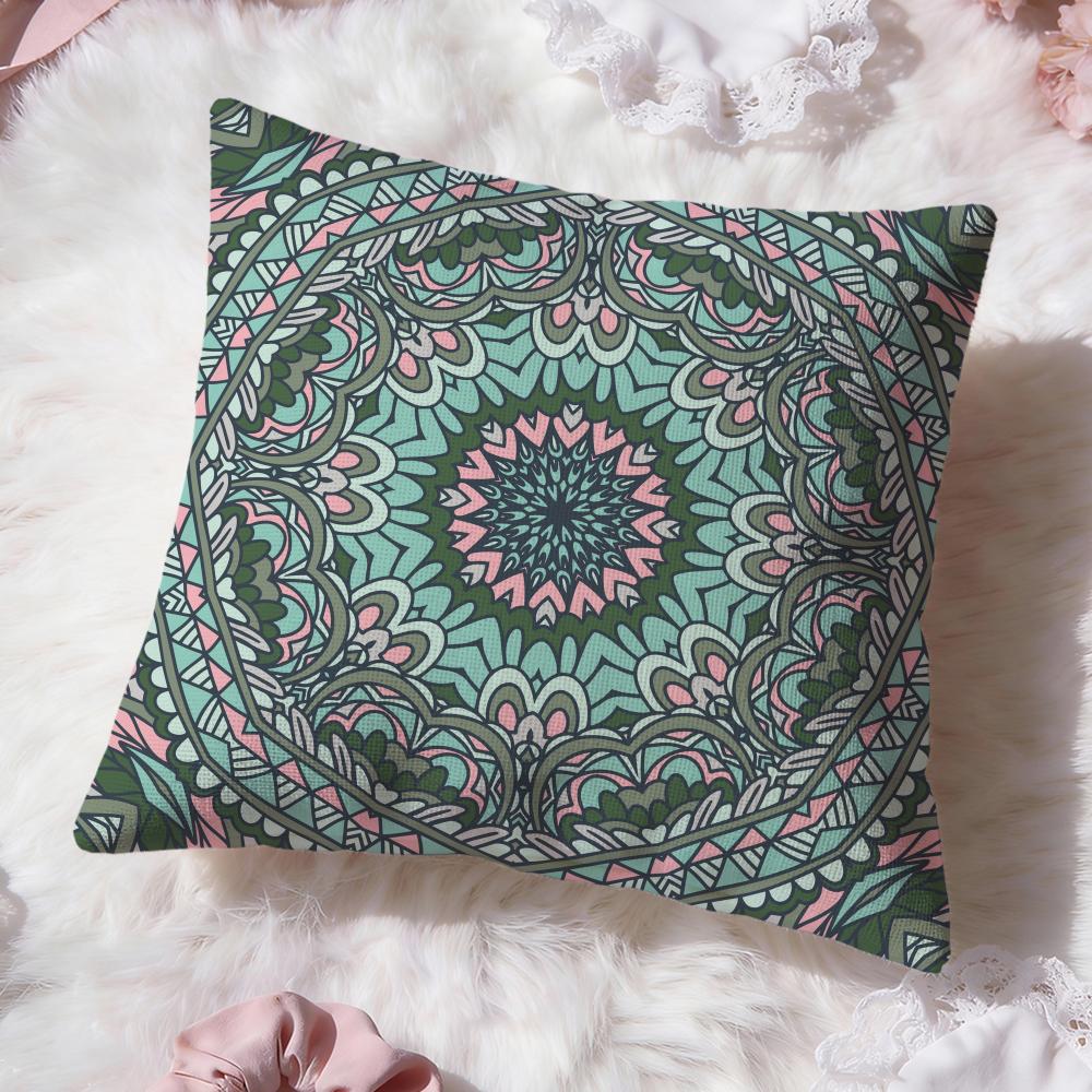 Boho Mandala Floral Pattern Cushion Cover Premium Comfort Reversible Pillow Cove -Two In One Design for Any Room & Car Interior