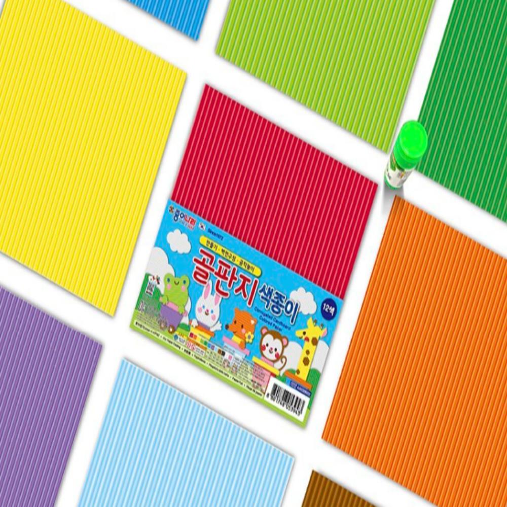 JongIeNara Wellpappe Buntpapier Set - 12 Farben, 12 Blatt