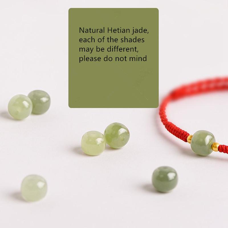 Natural Hetian Jade Transfer Lucky Bead Bracelet Anklet Ornament Accessorie Rope Tie Foot Friend Gift Red Rope Simple Personalit