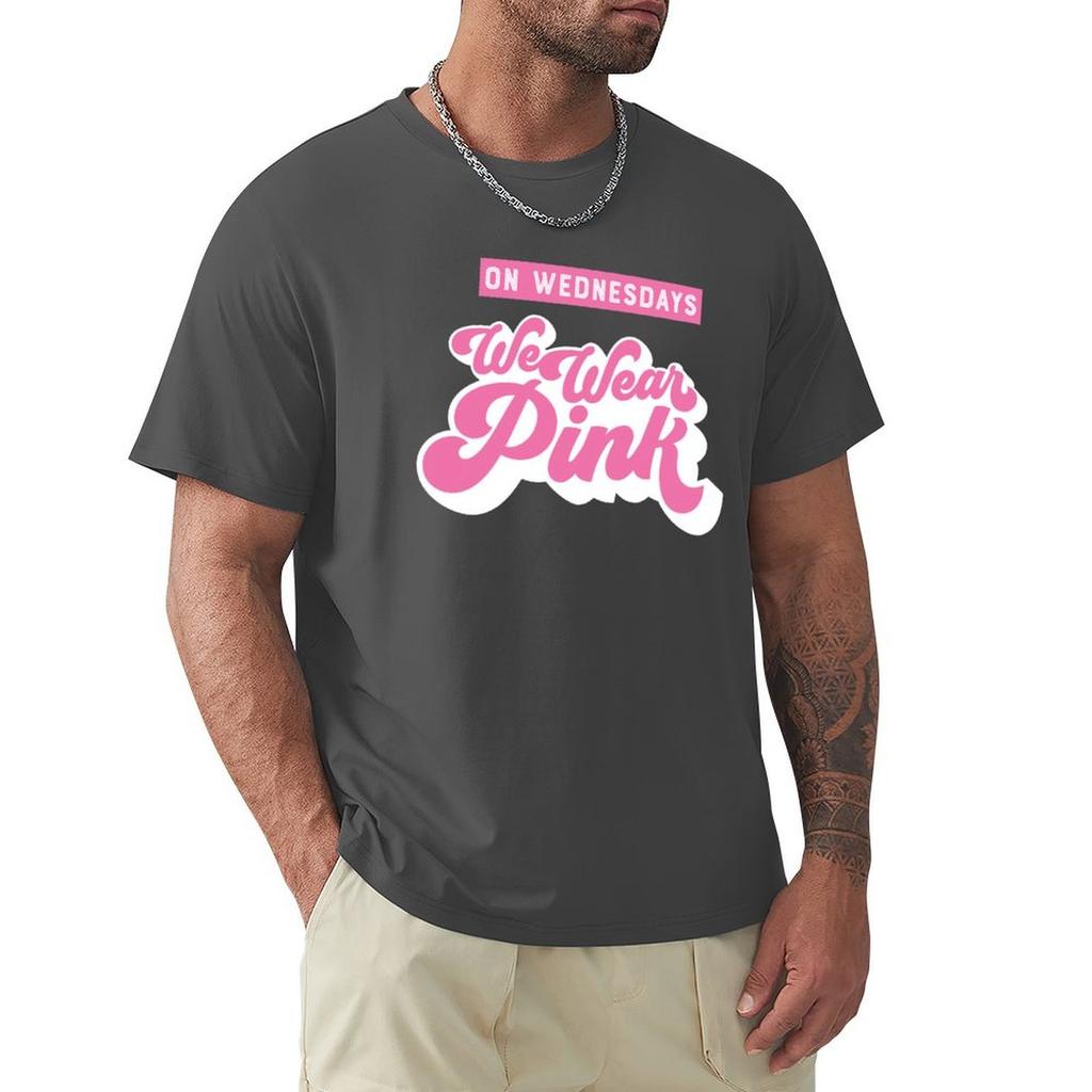 On Wednesdays We Wear Pink T-Shirt Graphic T Shirts Cotton Graphic Tees Plus Size Men Clothing