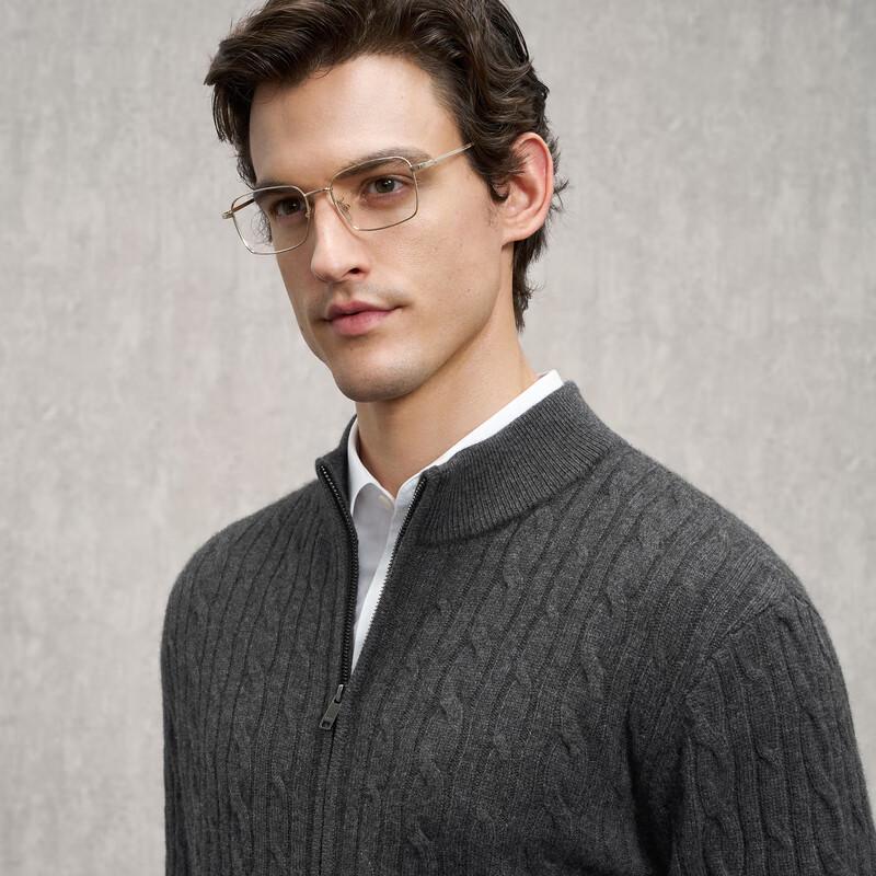 EMZ Ordos Men's Stand Collar Wool Cashmere Blend Jacket