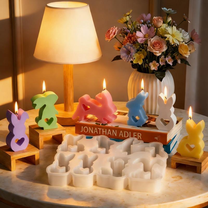 1PC Love Rabbit Candle Resin Silicone Mold, Easter DIY Glue Rabbit Plaster Ornament