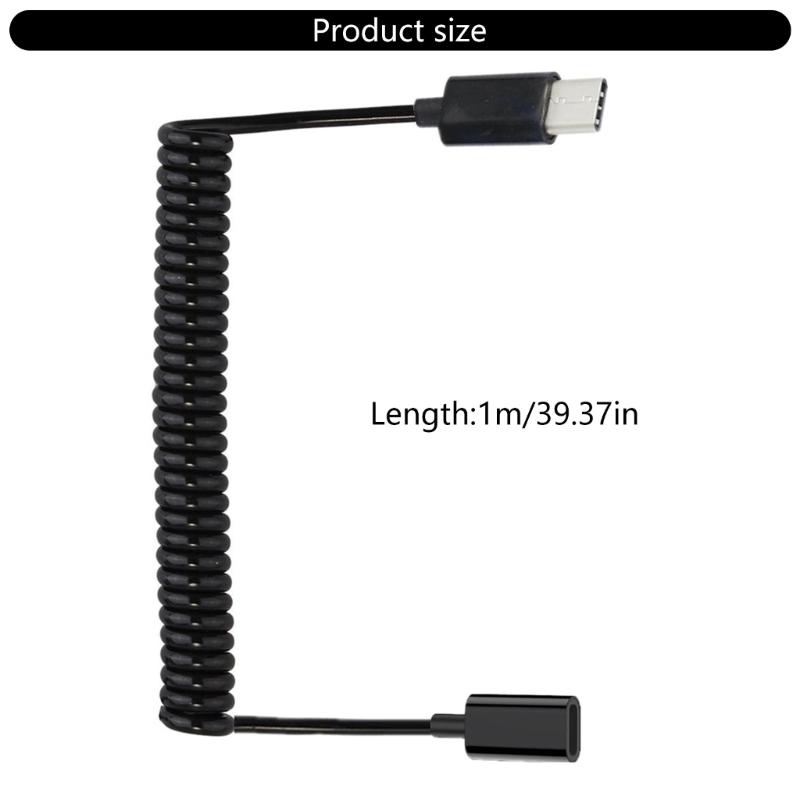 Coiled Fast Speed USB C Female To USB3.1 Male Connector 10Gbps Data Powerful Charging for Type C Devices