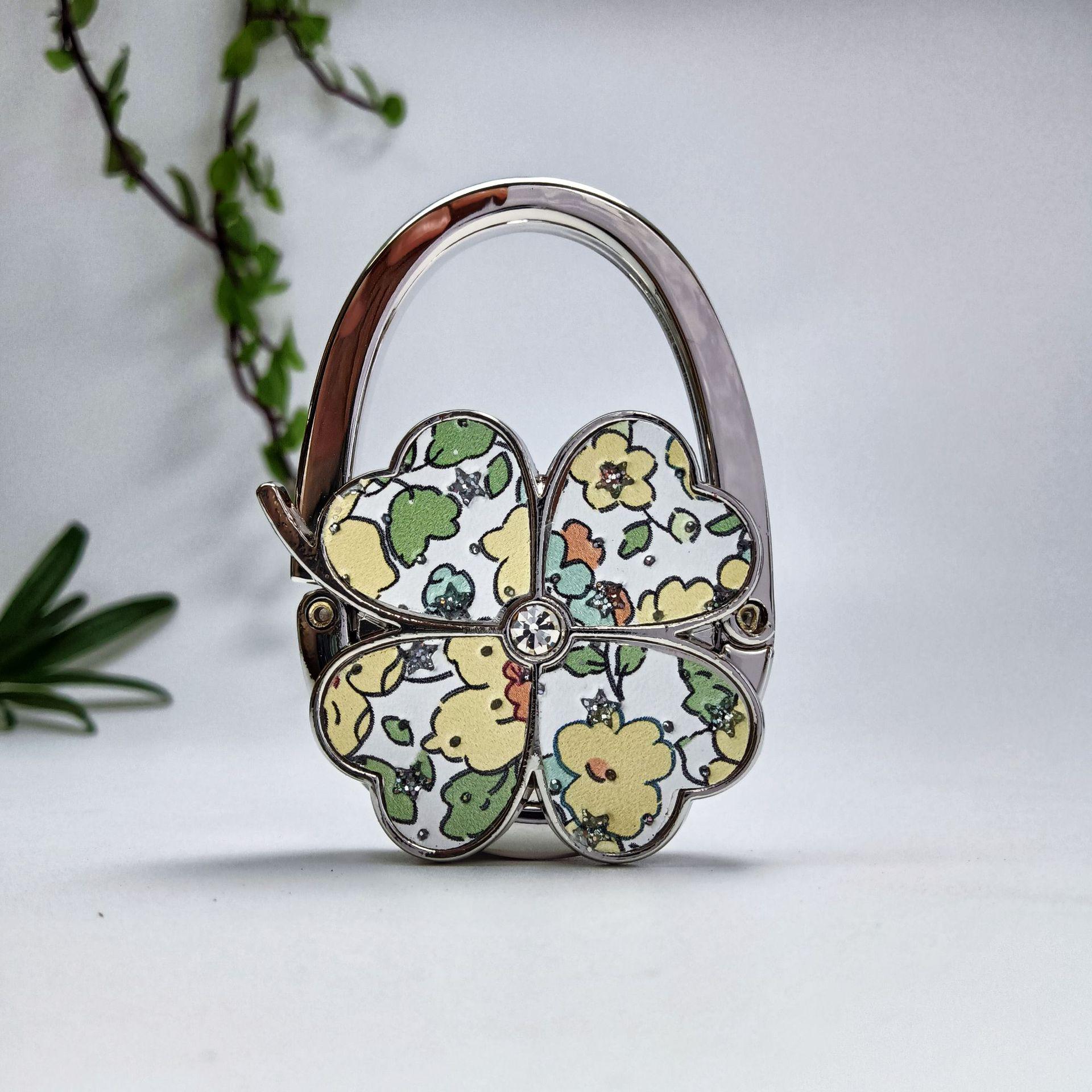 Four-Leaf Clover Floral Handbag Hook - Decorative Storage Accessory
