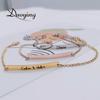 Qiuhan  Stainless Steel Men's Classic Geometric Gold Plated Personalized Engraved Name Chain Link Bar Bracelet for