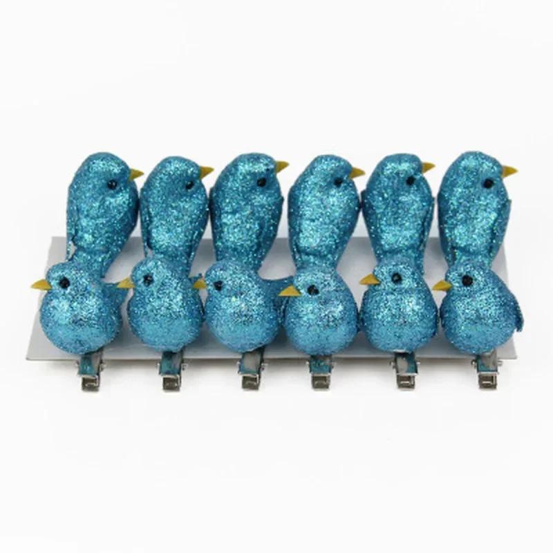 12pcs/set of Artificial Simulation Foam Bird Set Mini Bird Jewelry Flash DIY Craft garden decoration