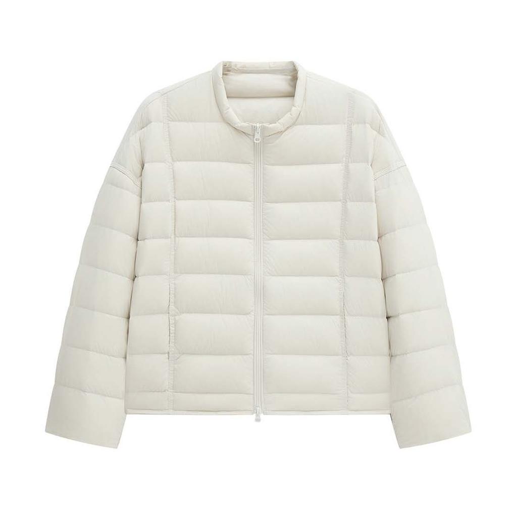 Lufu winter new simple casual Ulva color ribs white duck down jacket short warm jacket women