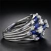 925 Sterling Silver Trendy Ring for Women Blue/White CZ Full Bling Iced Out Female Wide Rings Party Statement JewelryGood product