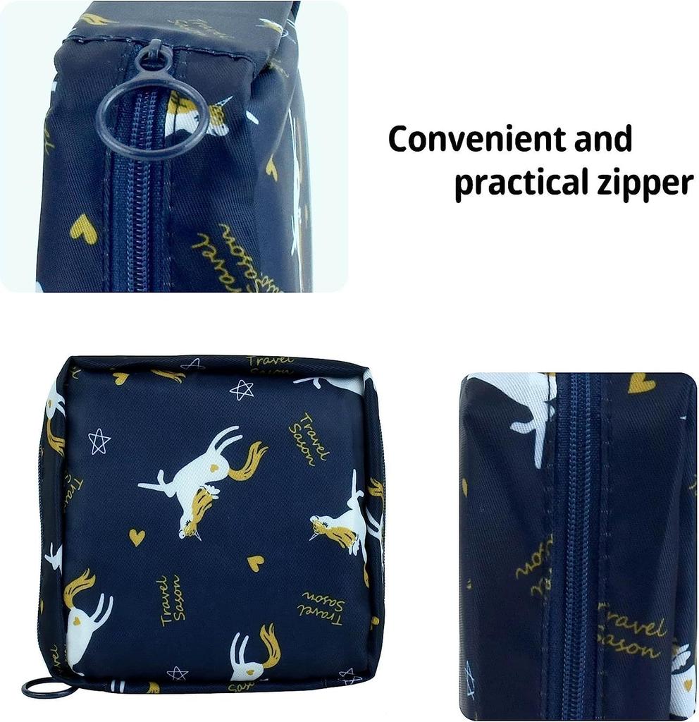 HOUSEHOLD CULTURE Sanitary Napkin Storage Bag Menstrual Cup Pouch Portable Pads with Zipper Feminine Menstruation First Period Bags for Teen Girl