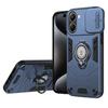 Hybrid Armor Shockproof Case For Xiaomi Poco X7 Pro Sliding Window Metal Ring Holder TPU Frame Hard Plastic Phone Cover Fundas