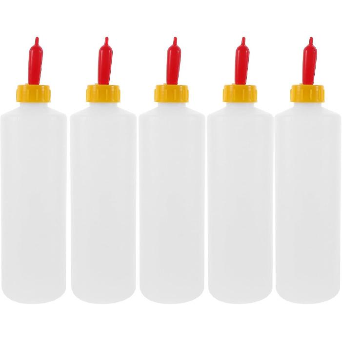 Yardwe 5 Sets 400ml Plastic Goat Nipple and Bottle Kit for Feeding Baby Goats, Lambs, Puppies - Small Animal Milk Bottle with Scale