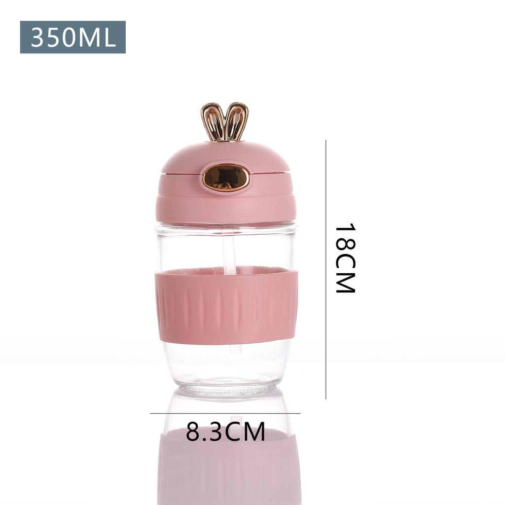High-Value Cute Cute Rabbit Straw Glass Male And Female Students Couple Portable Cup Coffee Drink Gift Water Cup