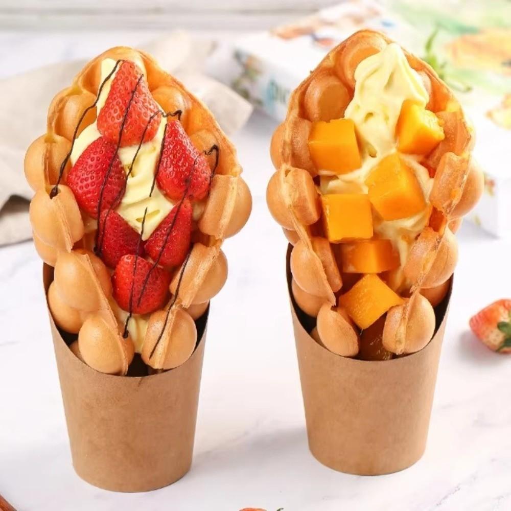 50PCS Oil-proof Disposable French Fry Cup Water Proof Eco-Friendly Kraft Paper Slanted Mouth Cup Thickened Multi-functional