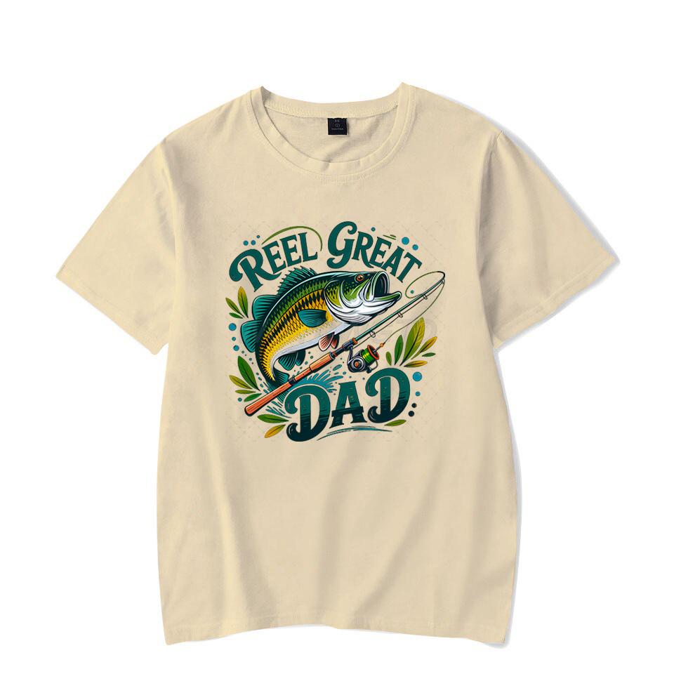 Reel Great Dad Graphic T Shirts for Men Fishing Life Funny Short Sleeve Tee Shirt Fishing Lovers Trendy Dad Design Summer Tops