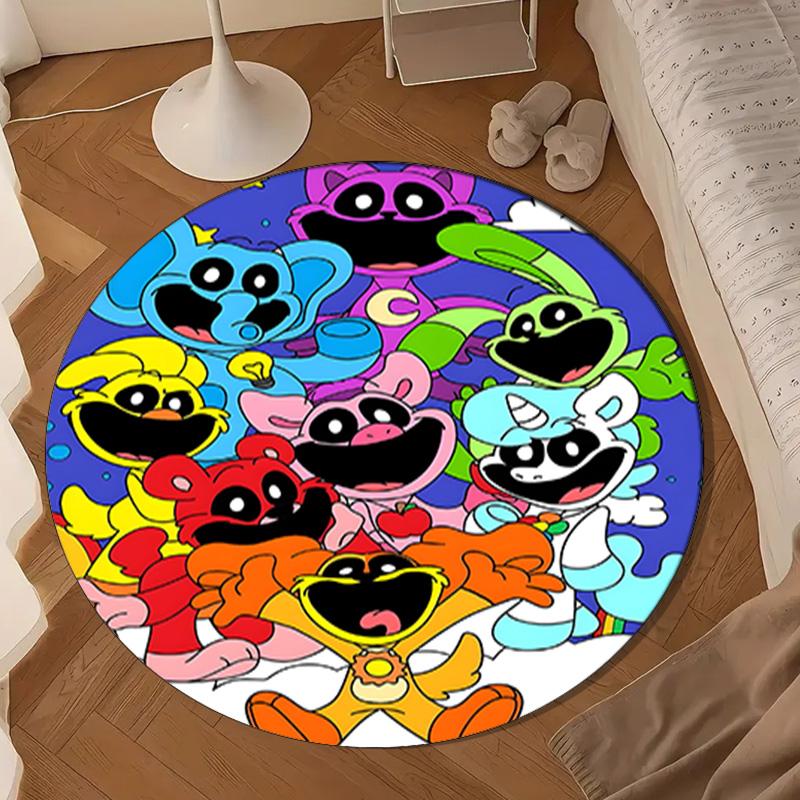 Happy Smiling Cartoon Characters Round Rug for Livingroom,Bedroom, Palyroom, Chair Rug, Area Rug, Circle Carpet, Large Size Fan Christmas Gift