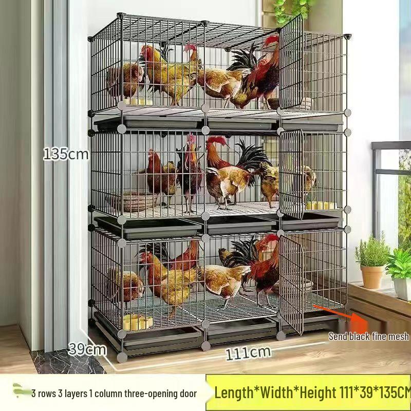 Large Iron Chicken Coop & Rabbit Cage for 20 Birds, 3-Layer, Indoor/Outdoor with Automatic Waste Cleaning