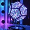 Geometric Dodecahedron Table Lamp with Modern Metal Frame and Multifaceted Panels for Ambient Lighting and Home Decoration