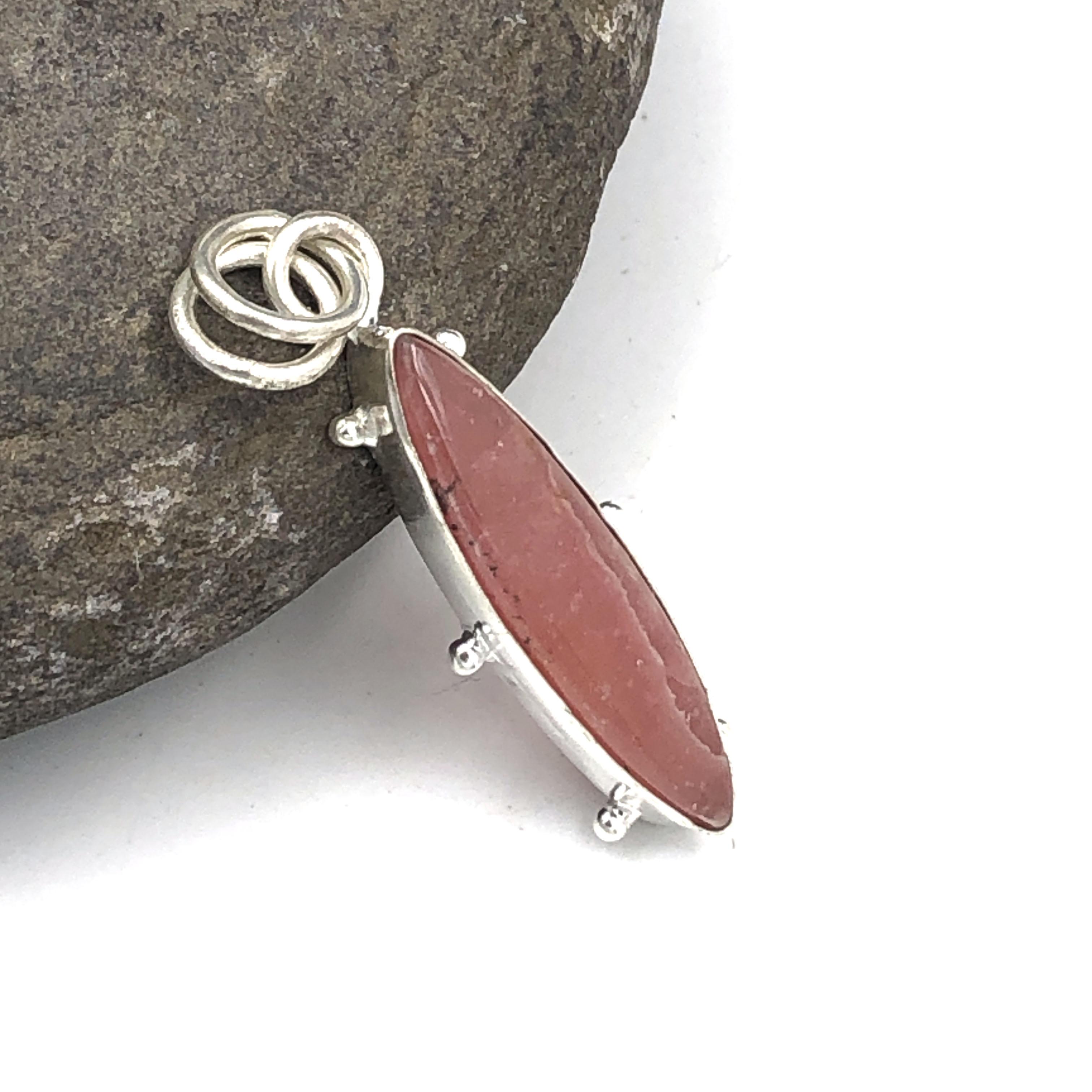 

Natural Pink Rhodochrosite Gemstone 925 Sterling Silver Jewelry Pendant 1.56 AJP-200