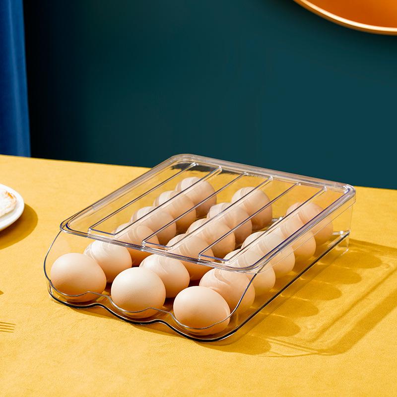 Automatic Double-Layer Rolling Egg Storage Box for Refrigerators