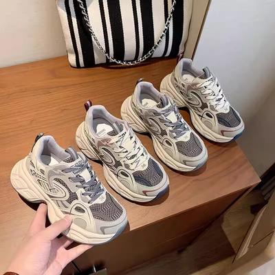 Thick-soled Heightening Dad Shoes for Women's 2025 Spring New Super-hot Small Casual Sports Shoes Popular Running Women's Shoes