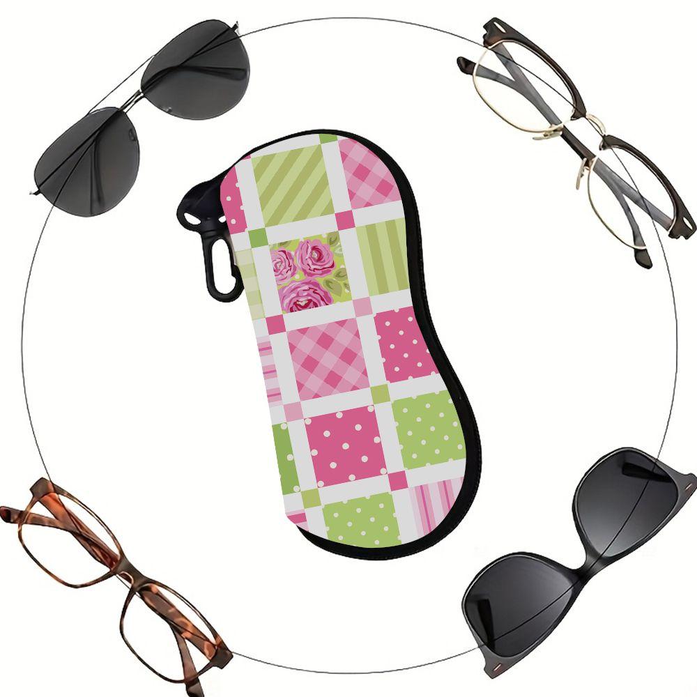 Vintage Floral Patchwork Print Soft Eyeglasses Sunglasses Case,Portable Anti Scratch Spectacle Pouch,Lightweight Protective Eyewear Bag for Travel