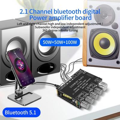 2.1 3 Channel Power Bass Amplifier Board Bluetooth-compatible 5.1 50WX2+100W Amplifier Board Home Audio AMP Phone APP Control