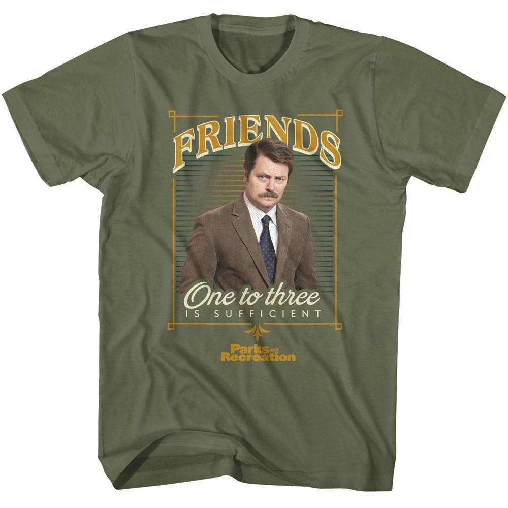 Parks and Recreation Ron has Sufficient Friends Men T Shirt M
