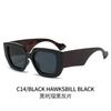 European and American style large square contrasting sunglasses women's round face thin fashion sunshade sunglasses men's trendy olive green glasses