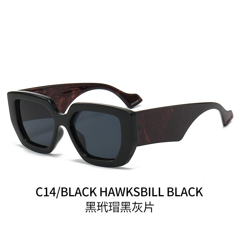 European and American style large square contrasting sunglasses women's round face thin fashion sunshade sunglasses men's trendy olive green glasses
