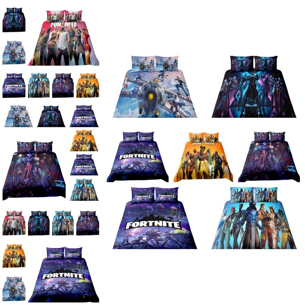 Fortnite Bedding Set 3-piece Bedding Set With Pillowcase And Duvet Cover Polyester Material