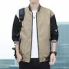 Höst Vår Herr Baseballjacka Ståkrage Dragkedja Kontrastfärg Plusstorlek Lös Tunn med Fickor Resejacka Medelålders Man Sport Ytterkläder