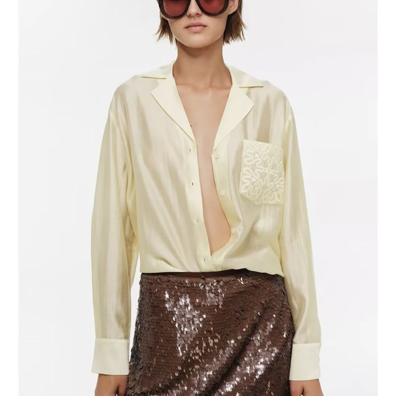 Za New Fall Women's Clothing 2025 Fashion Wind Fashion Minimalist Embroider Pocket Shirt 4786079 251