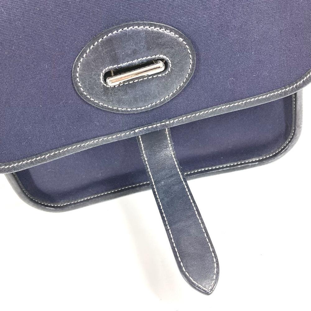HERMES Buenaventura PM Crossbody bag flap Shoulder Bag Leather/Canvas Navy