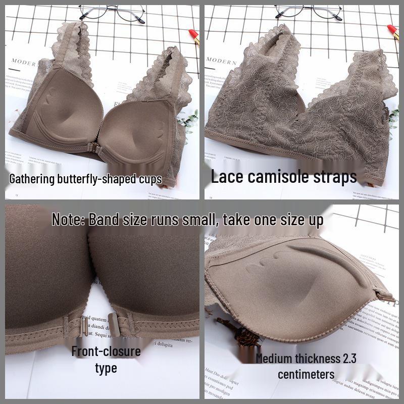 Women's Seamless Push-Up Lace Backless Bra - Wirefree, Anti-Sagging, Side Support, Plus Size