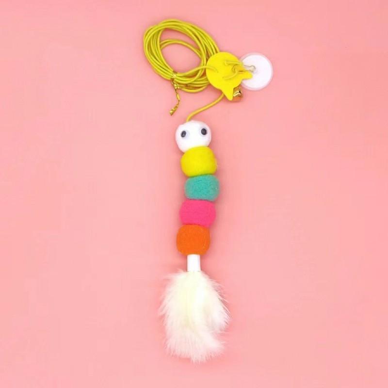 Interactive Cat Toy With Hanging Swing Design Retractable String Bell Feather Indoor Play Mental Stimulation