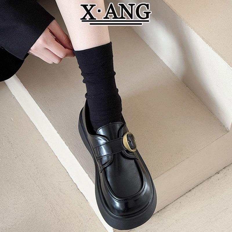 Leather platform women's small leather shoes autumn new Mary Jane shoes Velcro single shoes