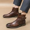 2024 Vintage Black Chelsea Boots Men High-quality Leather Personality Men Boots Dress Pointed toe Men's Ankle Boots botas hombre
