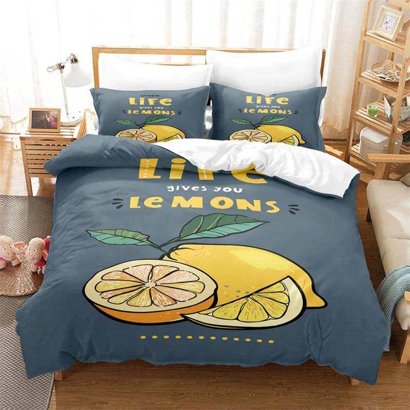 Cartoon Fruit Duvet Cover Tropical Avocado Bedding Set Microfiber Comforter Cover King For Kids Teen Room Decor Birthday Present