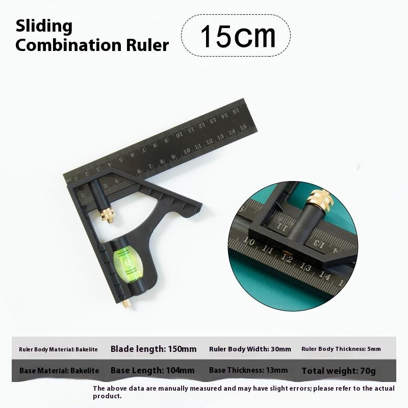 

15/20/25CM Adjustable Combination Right Angle Ruler 45/90 Degree With Bubble Level Gauge Multifunctional Measuring Tools