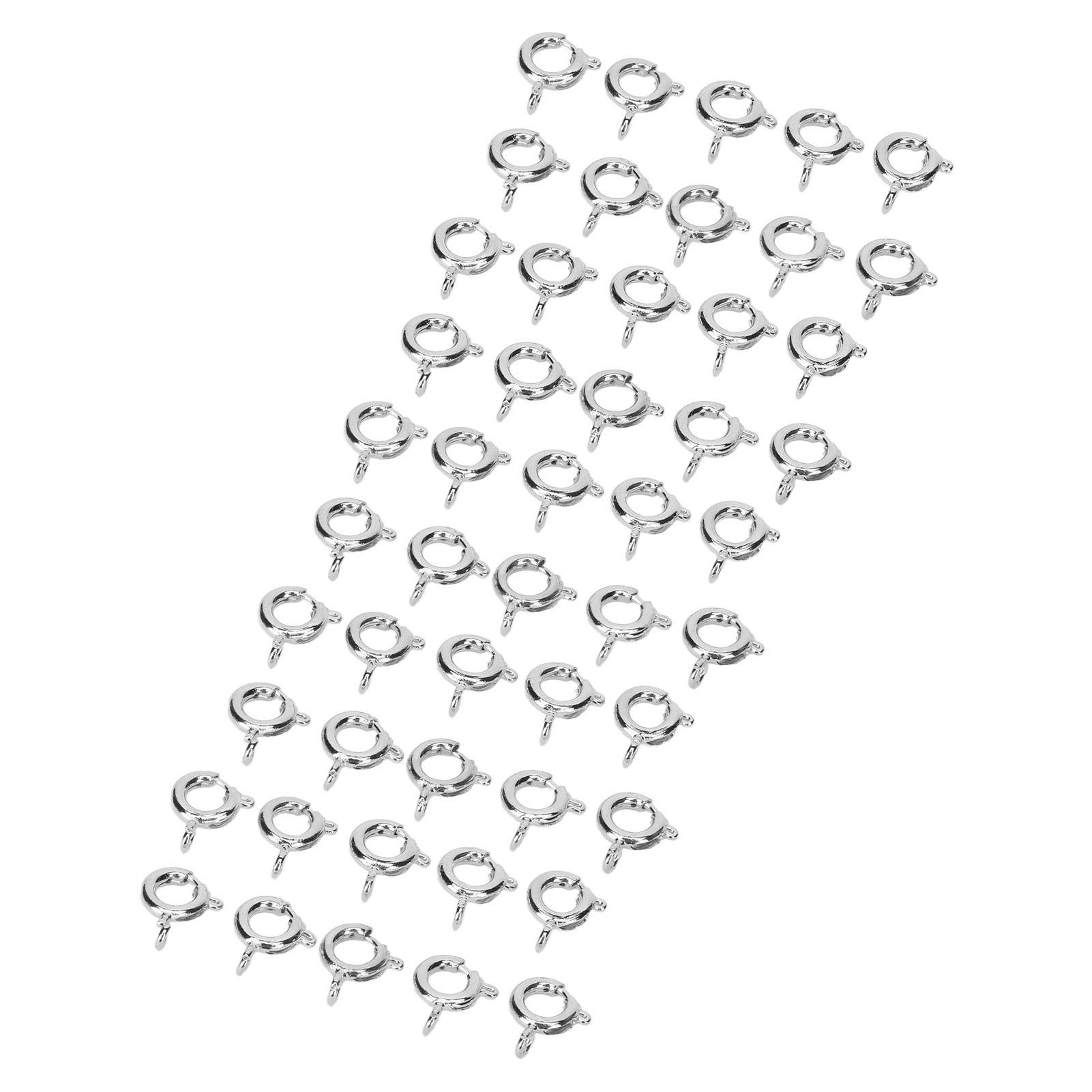 

50 Pcs Spring Ring Clasps 6mm Diameter 1.5mm Hole Decorative Copper Round Clasps for Jewellery серебряный