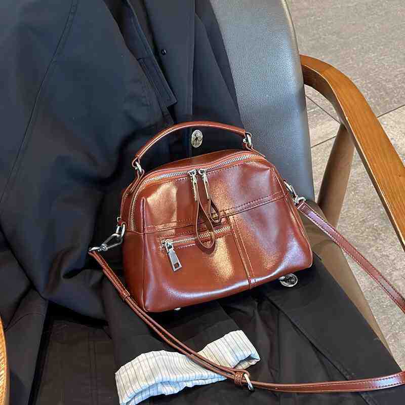 

Кожаная женская сумка на одно плечо, летняя ретро-сумка для поездок на работу, повседневная и универсальная квадратная сумка 25*11*18