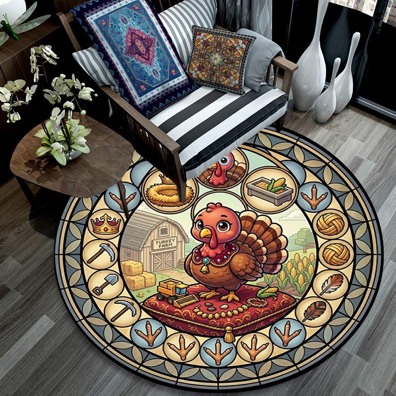 Turkey Kingdom Icons Round Area Rug Under Office Chairs Bedroom Living Room Home Decor 80cm x 80cm