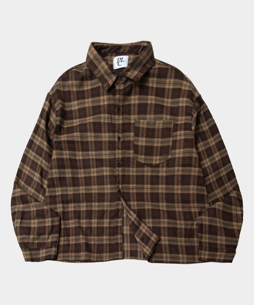 PLACESTUDIOMAN City Boy Check Basic Winter Oversized Shirt With Pocket Embroidery _2 Colors