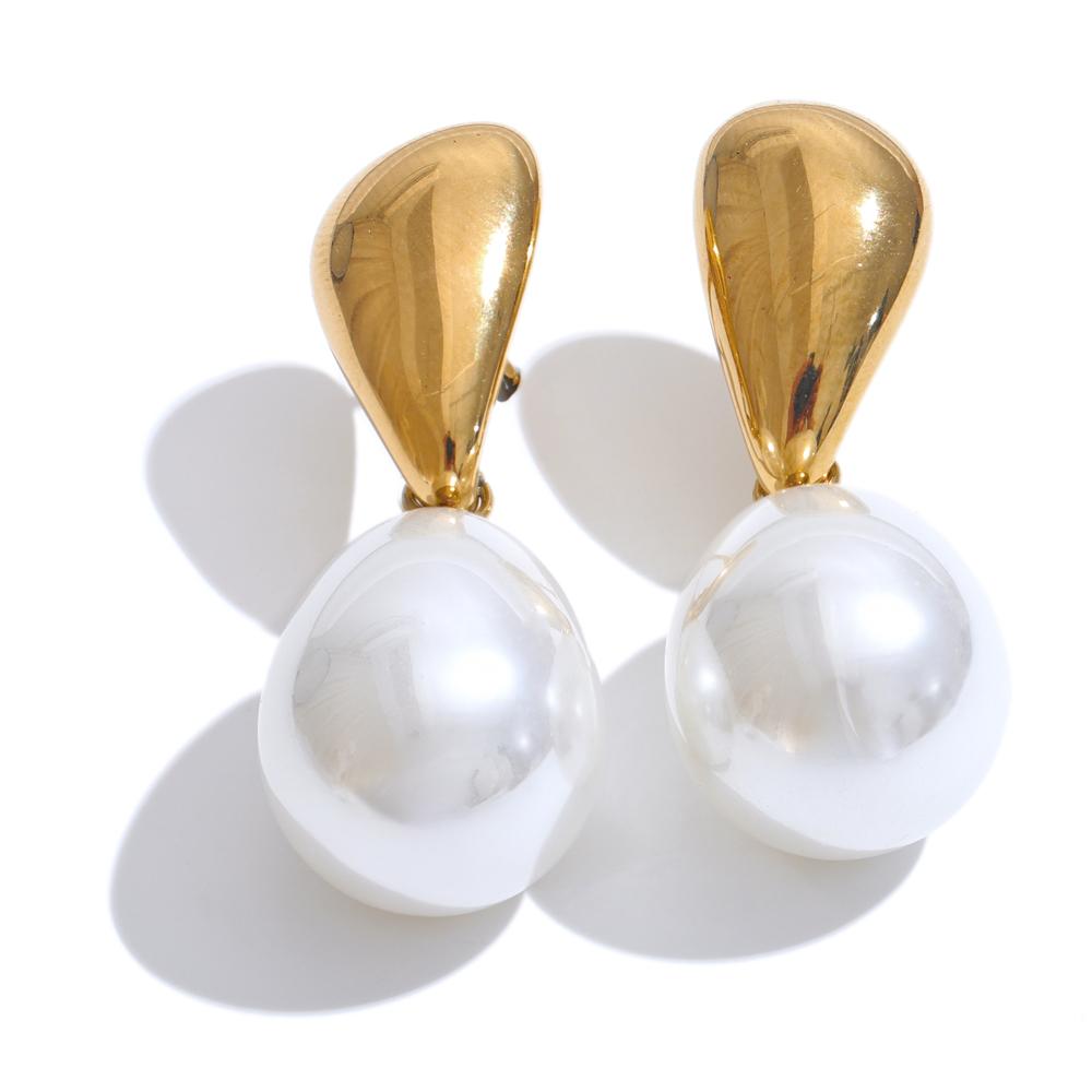 

Eetit Популярное поступление Имитация жемчуга Геометрические капли Элегантные серьги Стильная нержавеющая сталь Универсальный ежедневный ювелирный подарок золотой